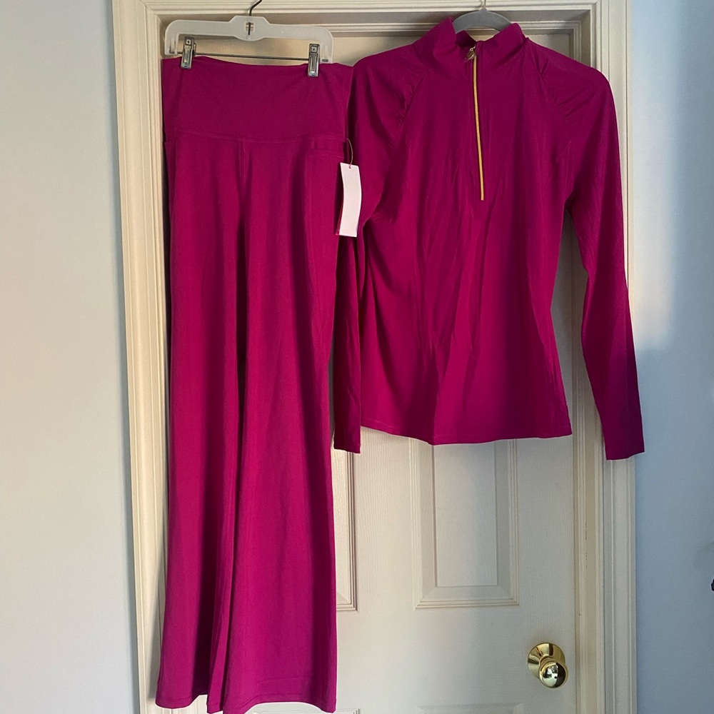 Women’s Fuchsia Long-Sleeve Zip Top and Skirt Set